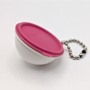 Vintage Plastic Tupperware Miniature Thatsabowl Pink Lid Keychain Trinket